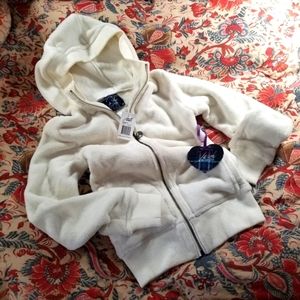 Fleece Plush Soft Zipper Hoodie Cozy Lounge Athleisure Cream White NWT XS